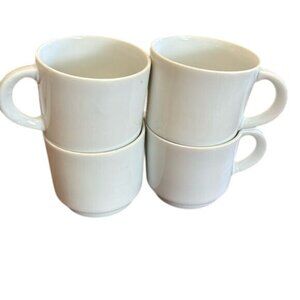 Set Of 4 Vintage White Porcelain Espresso Cups Made In Japan